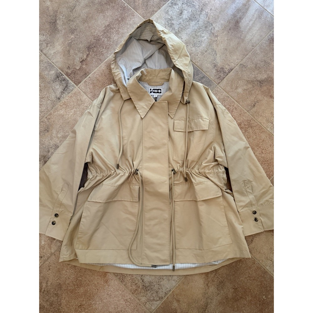 Women's KBB by Kahlana Khaki Tan Cinched Anorak Jacket Size XL NWT Rain jacket